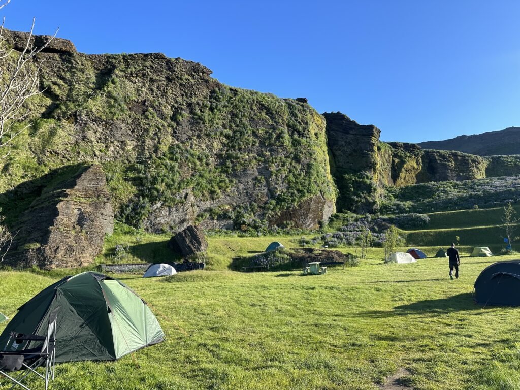 camping in Vik - tenting area