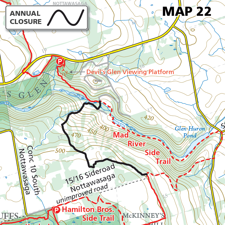 Bruce Trail Annual Winter Trail Closures Near Devil's Glen Ski Resort