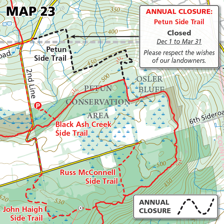 Bruce Trail Annual Winter Trail Closures Near Blue Mountain Ski Resort