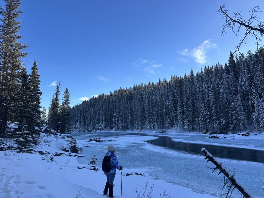 Elbow Valley Trail Winter Hike - My Friend Carmen at Elbow River