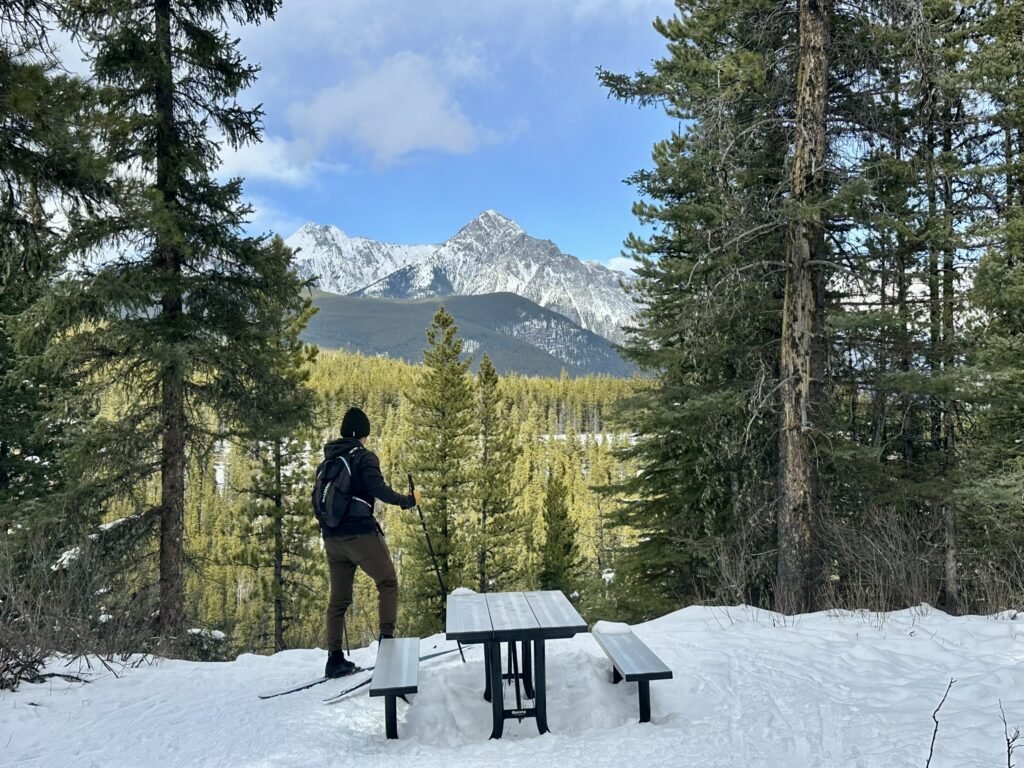 mountain view on Ribbon Creek Cross Country Skiing trails