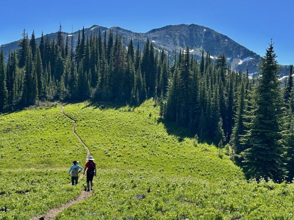 Me and Jennifer at alpine meadow of Twin Lakes Trail