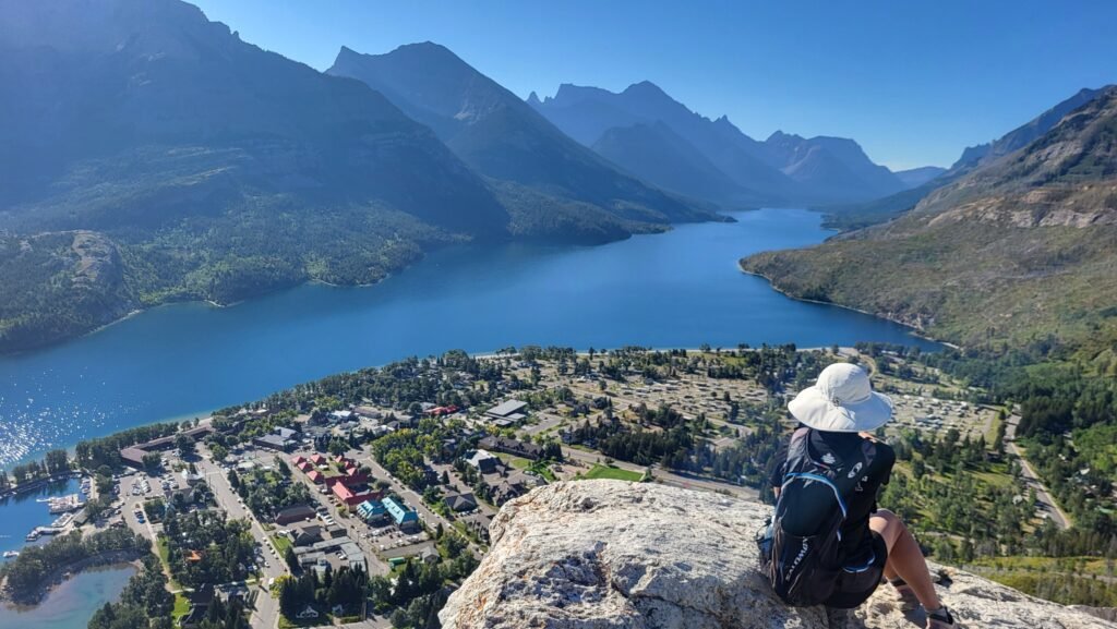 on Bear's Hump trail overlooking Upper Waterton Lake